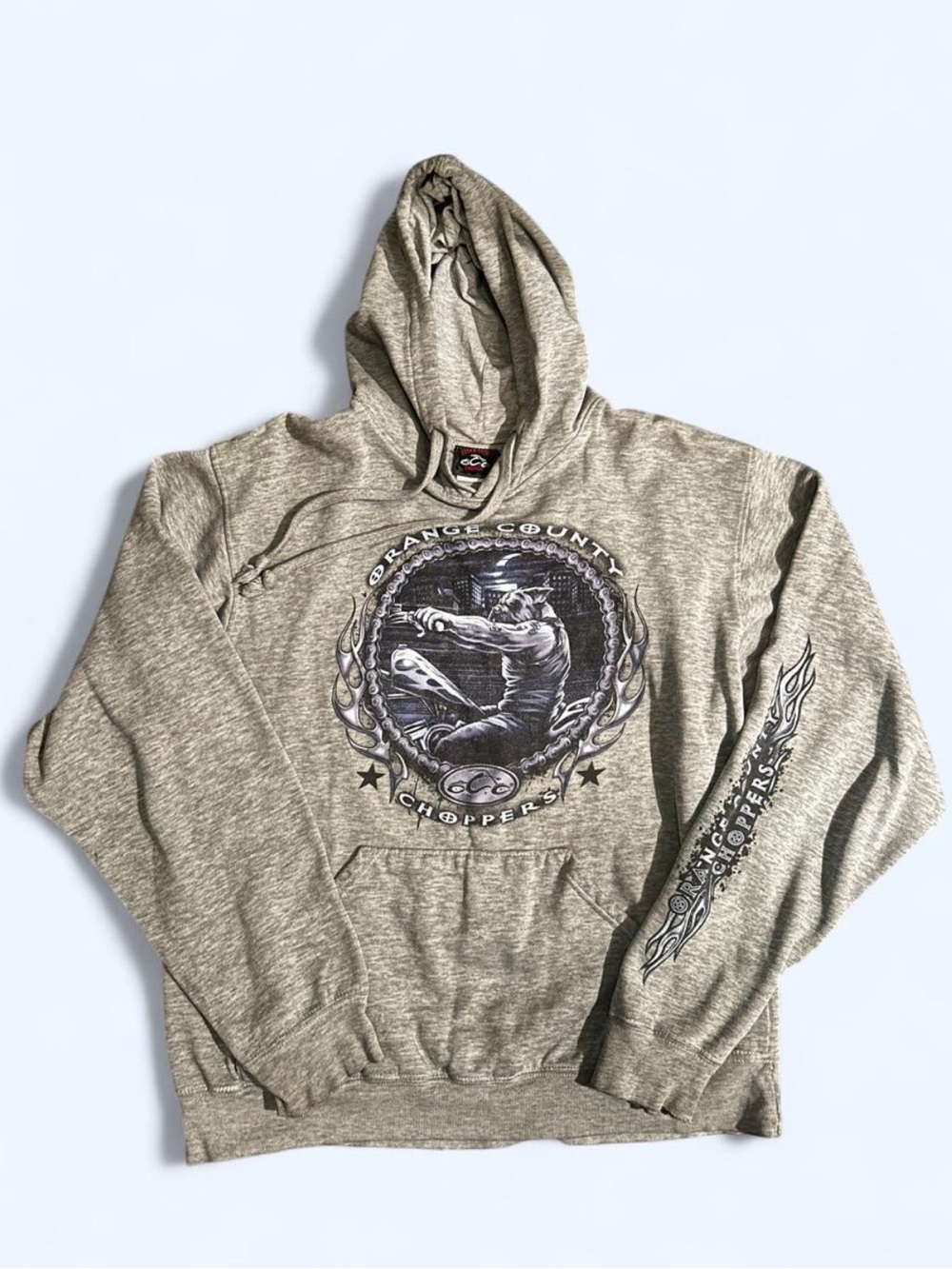 Orange County Choppers Graphic Hoodie Gray Y2K Biker Moto Sweatshirt